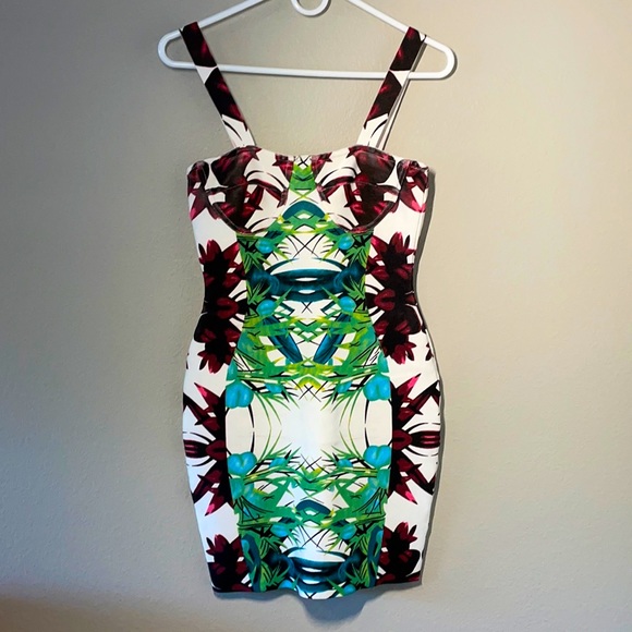 Tropical Print BodyCon Bandage Dress - Picture 1 of 3